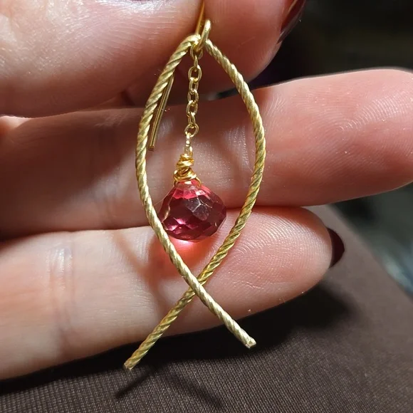 Pink tourmaline earrings - Picture 3 of 3